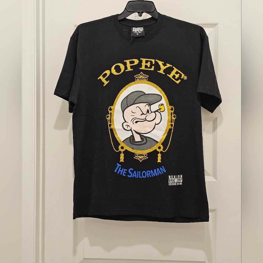 Reason Popeye Graphic Collab LS Crew Neck T-Shirt, NWT, Size Large